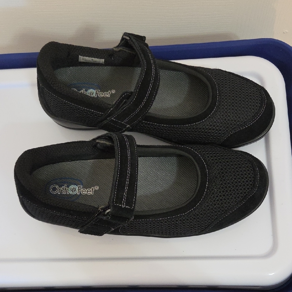 Orthofeet Black Mary Jane Comfort Shoe - Picture 2 of 4